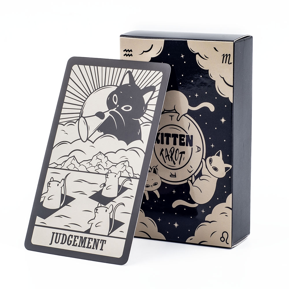 Tarot Deck With Guidebook - สำรับไพ่ทาโรต์สำหรับลูกแมว78ชิ้นน่ารักสีดำและสีขาวสำหรับผู้เริ่มต้นรุ่นเกมกระดานลึกลับชุดบอกโชคลาภสนุก