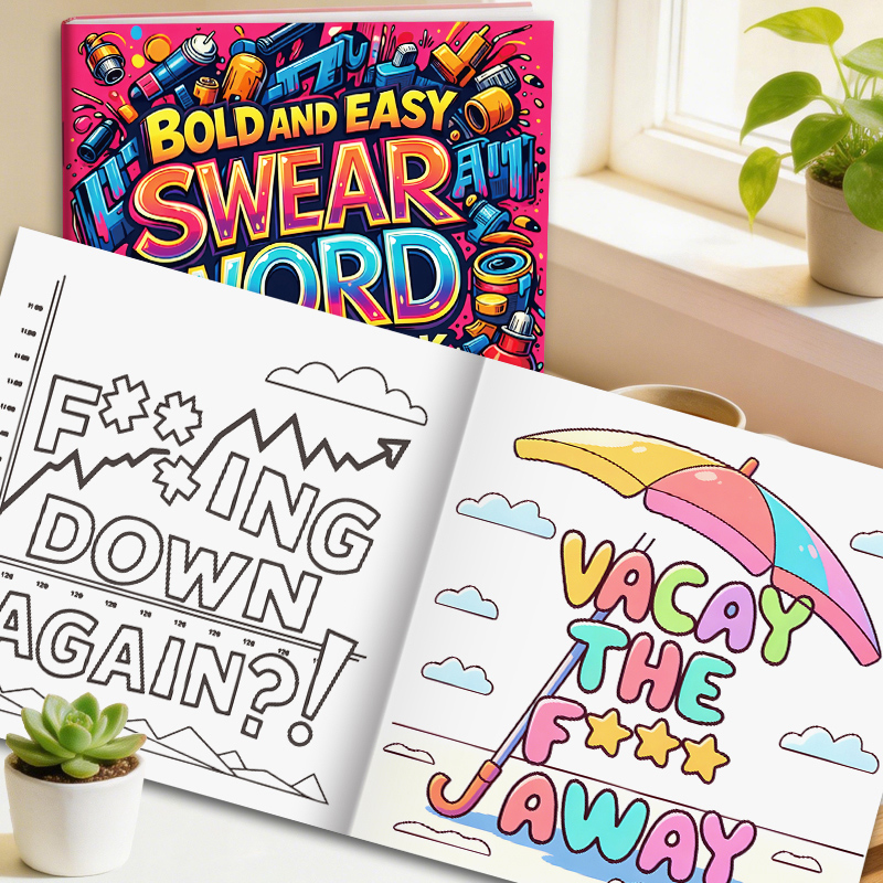 Adult Coloring Book Stress Relief - สมุดระบายสีสำหรับผู้ใหญ่ที่มีดีไซน์สร้างสรรค์และมีอารมณ์ขัน พร้อมคำคมตลกและสร้างแรงบันดาลใจ สมุดระบายสีเพื่อการผ่อนคลายและบรรเทาความเครียดสำหรับผู้ใหญ่ ภาพประกอบศิลปะทันสมัยและแปลกใหม่ ปกเย็บอย่างประณีต ช่องทางสำหรับกา