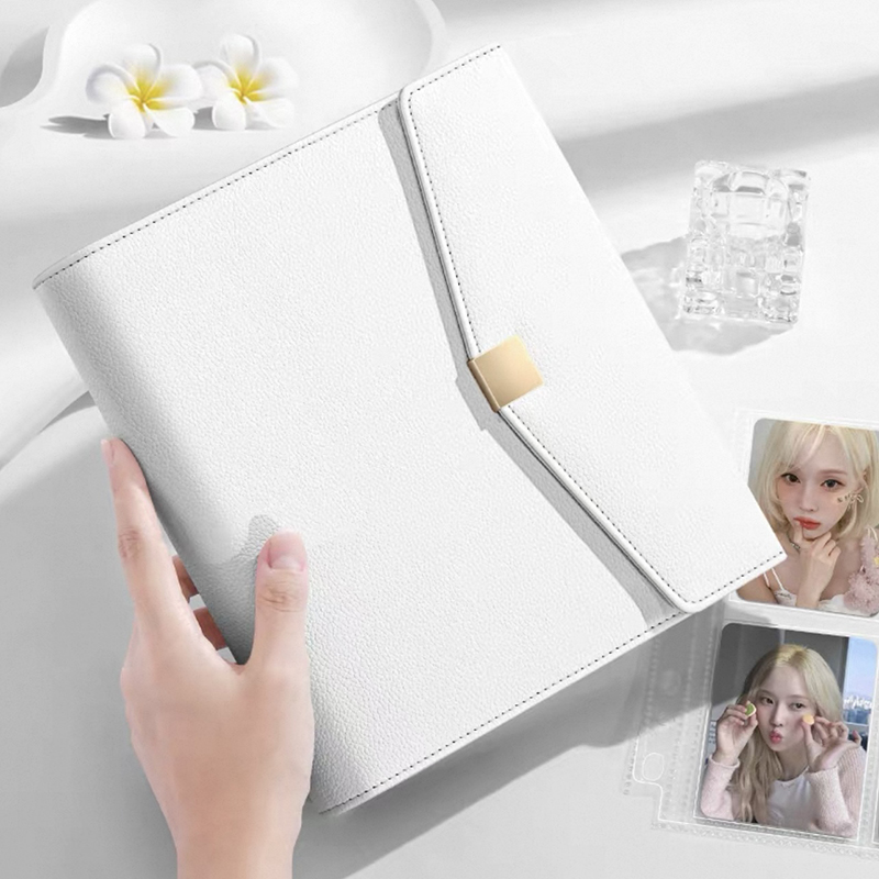 Kpop Photo Card Binder 3 Inch - สมุดบันทึกแบบมีปกหนัง PU รุ่น Light luxury Platinum