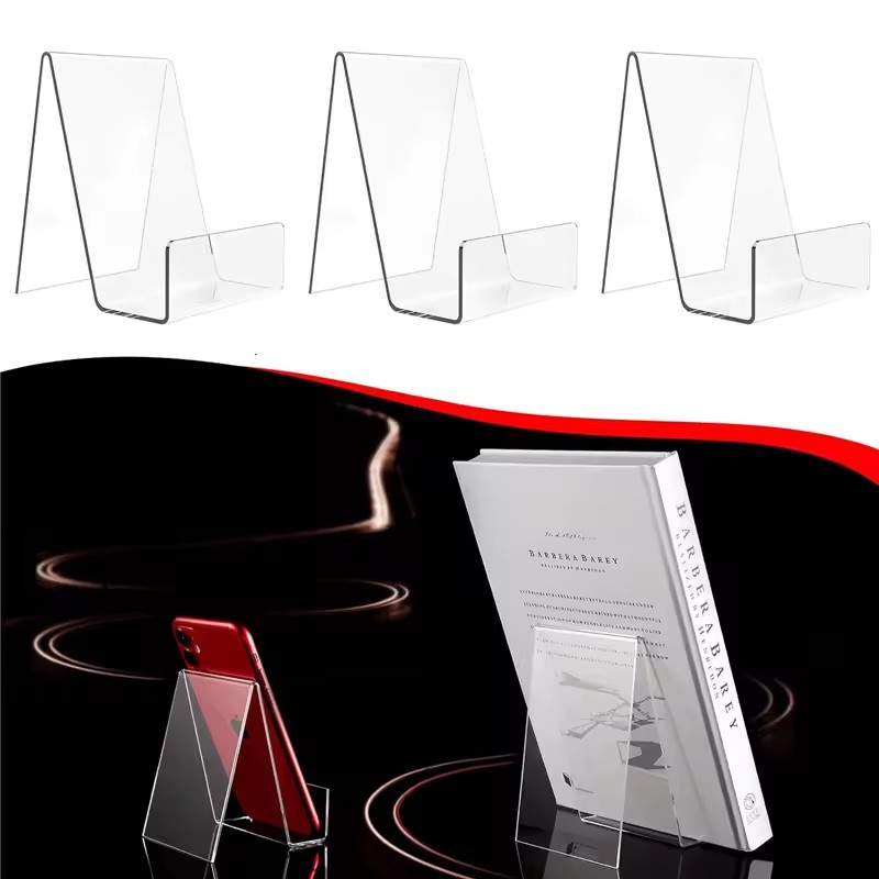 Clear Acrylic Book Stand Holder - ขาตั้งหนังสือปรับระดับได้แบบใส 4 ชิ้น – ที่วางโชว์หนังสือ งานศิลปะ