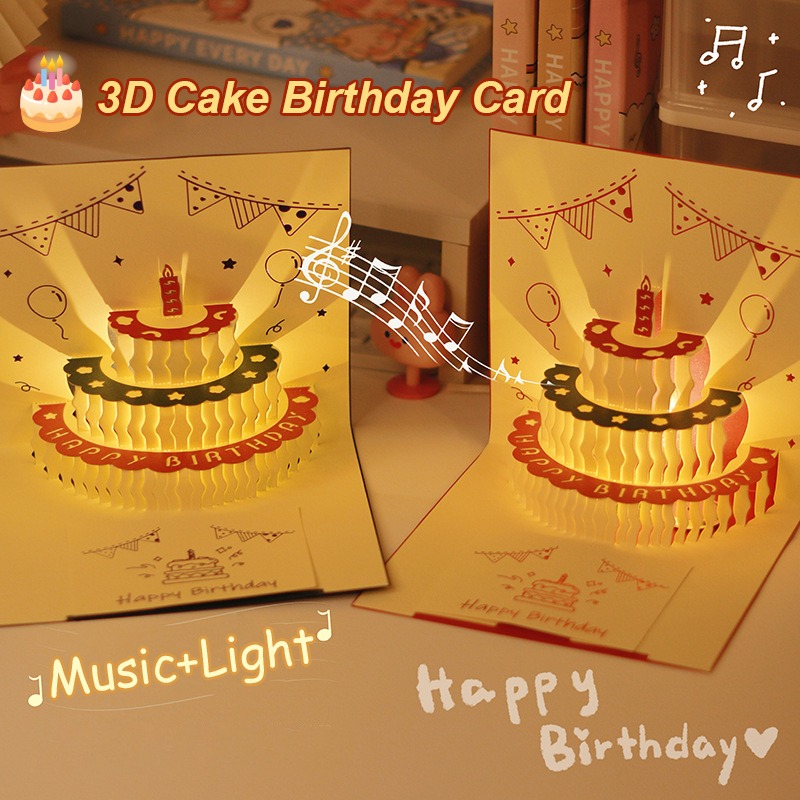 Blank Sheet Music Notebook - 3D เพลงการ์ดวันเกิด Creative Pop Up เค้ก