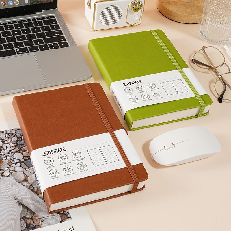 Vintage Leather Journal Notebook - สมุดโน้ตแบบจุด A5 ปกแข็ง 120 แกรม สมุดบันทึกแนวสร้างสรรค์
