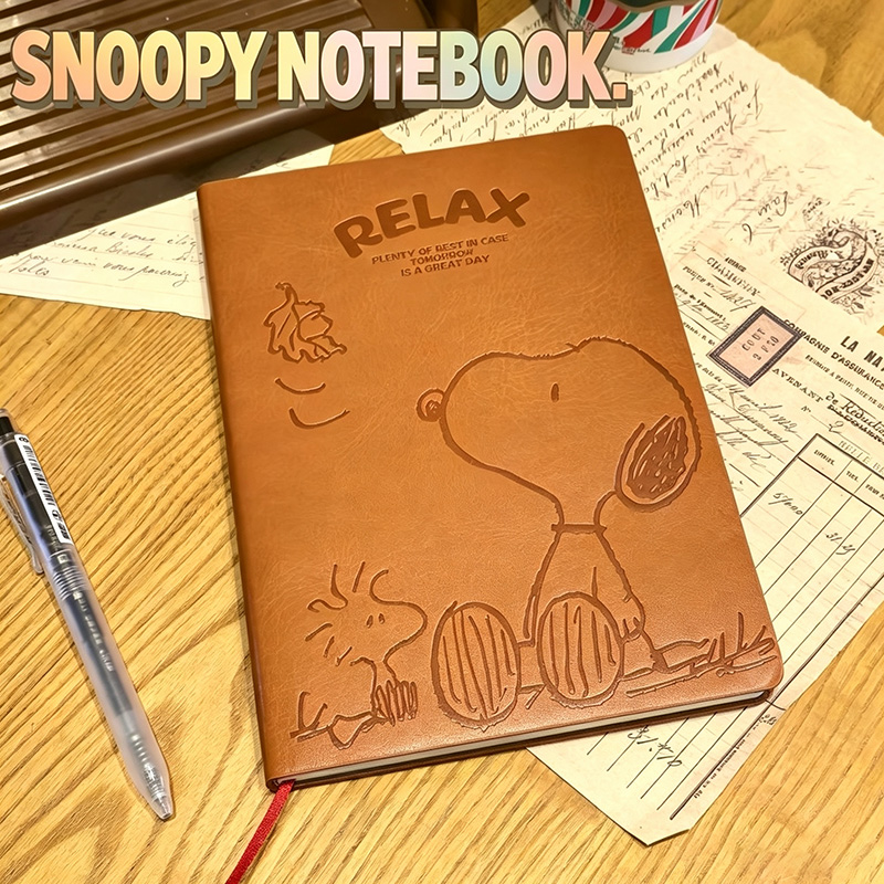 Vintage Leather Journal Notebook - สมุดโน้ตหนังลายสนูปปี้วินเทจ A5 ปกนูนลายสวยงาม พกพาสะดวก ทนทาน สมุดบันทึกดีไซน์สวย