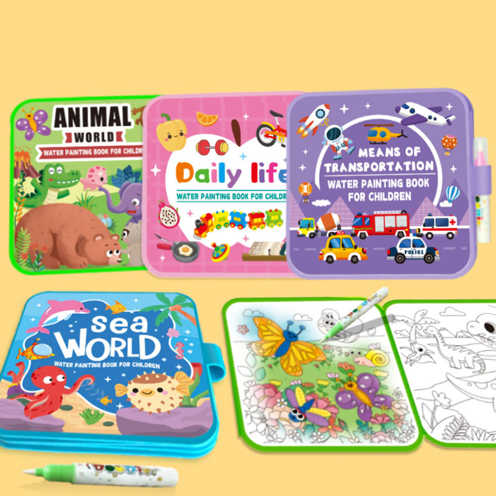 Kids Magics หนังสือระบายสีน้ำก - Reusable Water Magic Coloring Book บทวิจารณ์และราคา