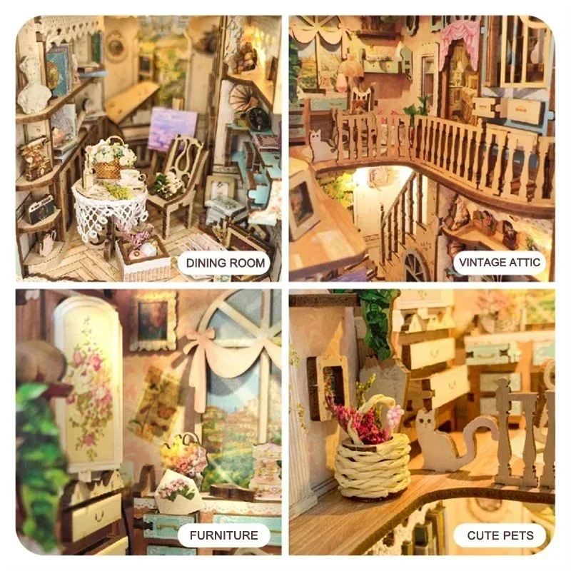 ชั้นวางหนังสือไม้ DIY รูปบ้านใ - Diy Wooden Book Nook Kit Shelf Insert บทวิจารณ์และราคา