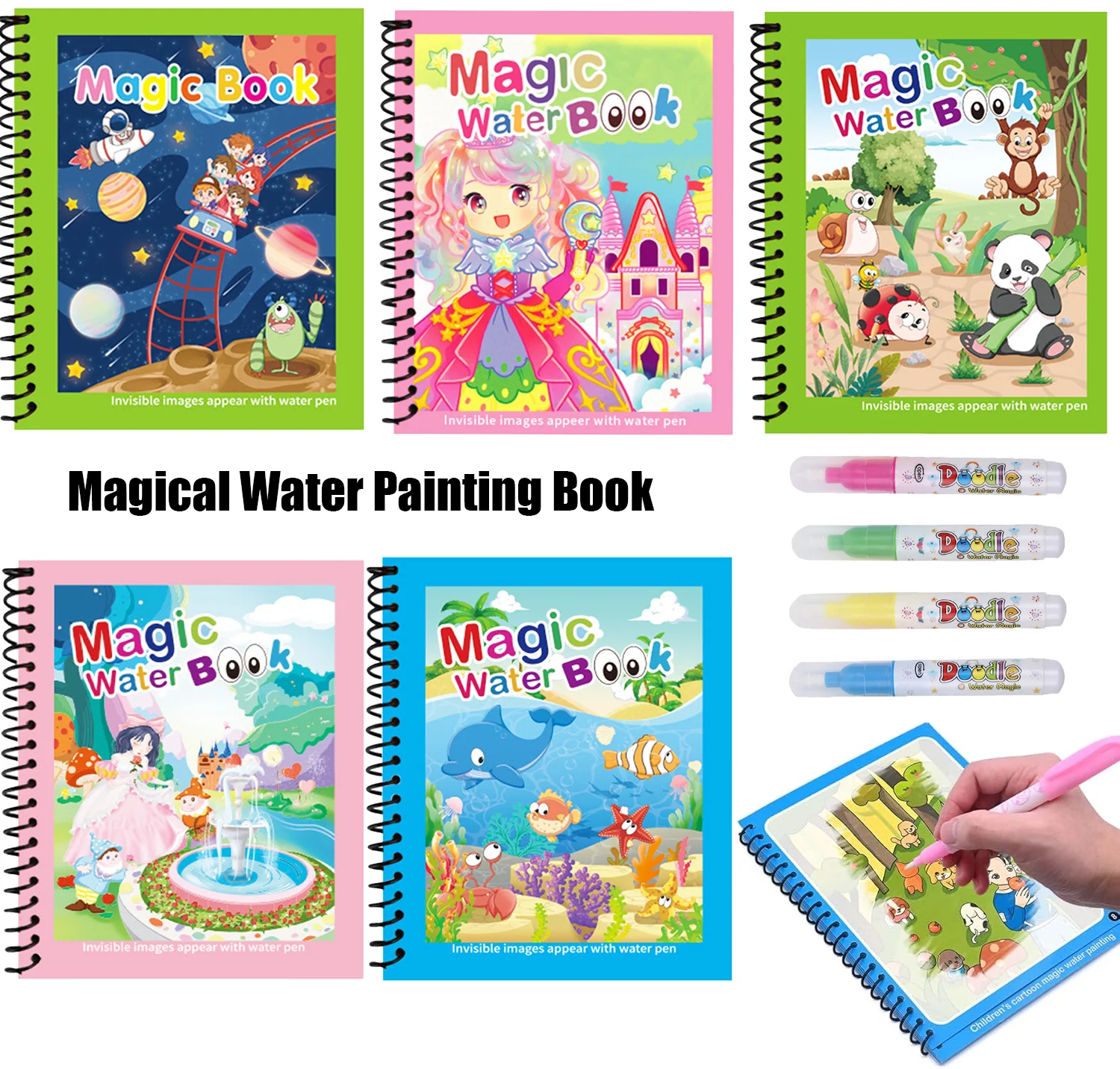 สมุดระบายสีแบบใช้ซ้ำได้ สมุดระ - Reusable Water Magic Coloring Book บทวิจารณ์และราคา