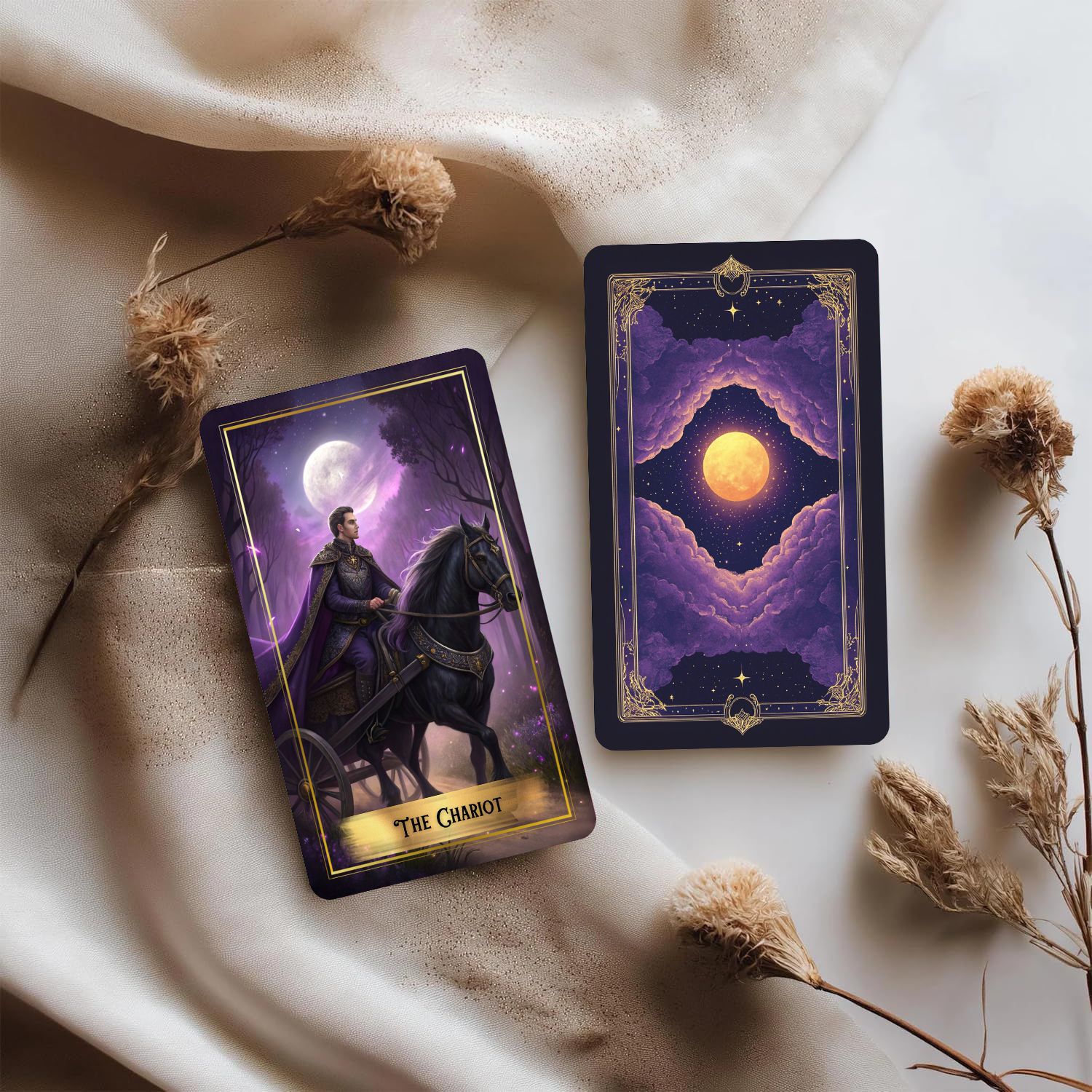 ชุดไพ่ทาโรต์มูนสีม่วงพร้อมคู่ม - Tarot Deck With Guidebook บทวิจารณ์และราคา